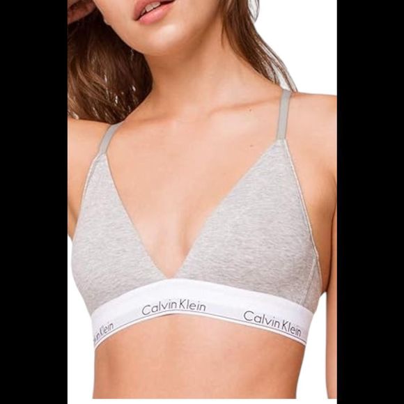 Calvin Klein Women's Modern Triangle Wireless Bralette Heather Gray - - Picture 1 of 1